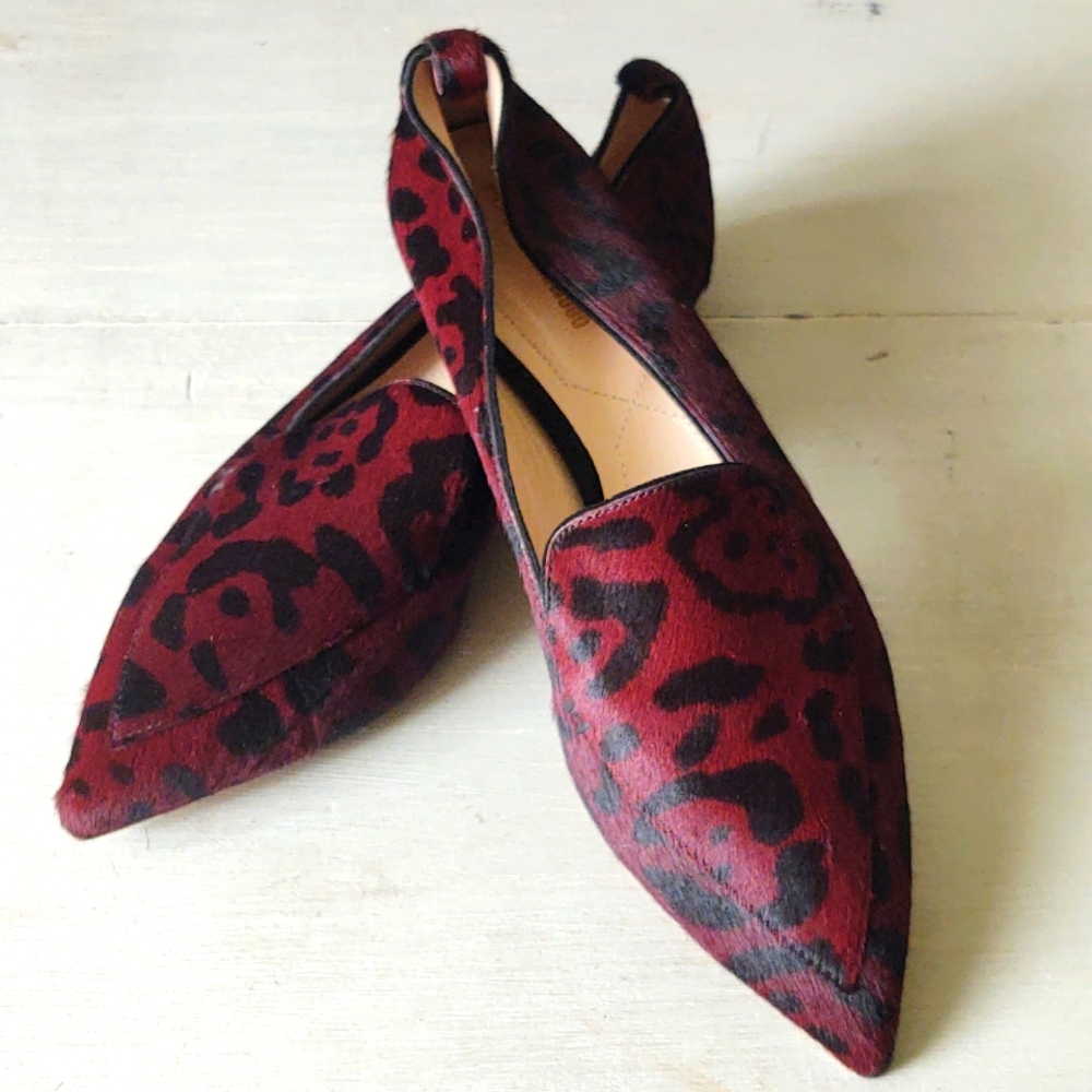 NICHOLAS KIRKWOODBeya Slate Leopard Calf Hair Pointed Flat